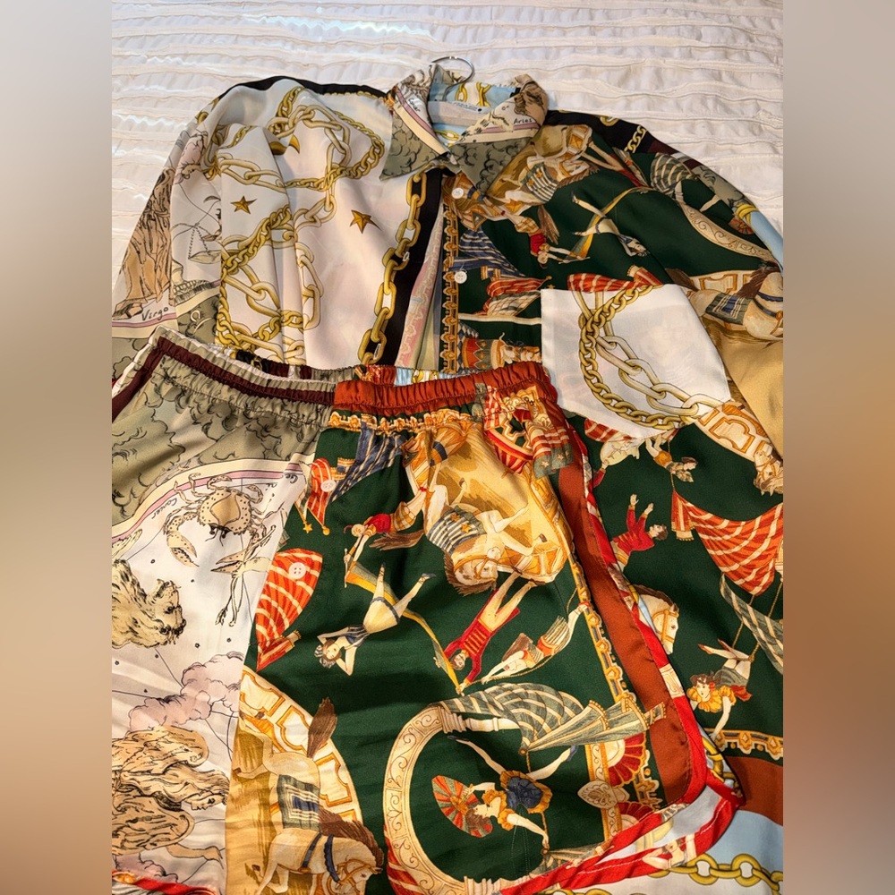 Colorful Graphic Print Shirt and Shorts Set